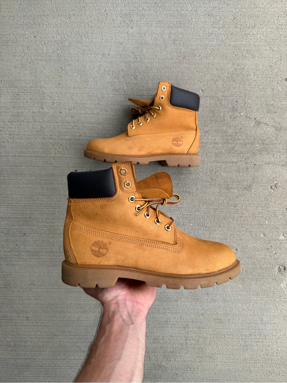 Timberland 6 Inch Premium Waterproof Boots Mens Size 7 Wheat Nubuck 18094 EUC